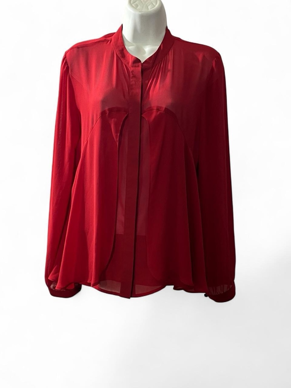 Chico's Vibrant Red Sheer Long-Sleeve Blouse